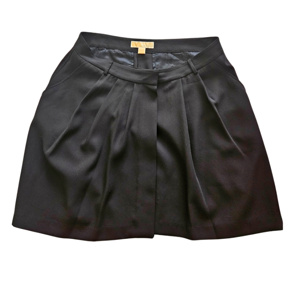 Michael Kors Black A-Line Pleated Skirt Knee-Length
